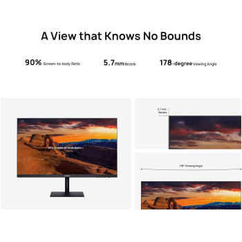 Huawei AD80HW Display 24 Inch Monitor Full HD 1080P - Ultra-Slim Bezels with 90% Screen to Body Ratio - Low Blue Light to Decrease Eye Fatigue, 5ms Flicker Free, 1920 x 1080 HDMI/VGA, IPS - Black