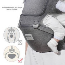 Sunveno Ergonomic Baby carrier w/ Cushion hip seat - Grey For 0-2Years, Unisex (SN_EBC_GY)