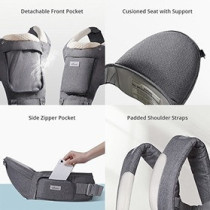 Sunveno Ergonomic Baby carrier w/ Cushion hip seat - Grey For 0-2Years, Unisex (SN_EBC_GY)