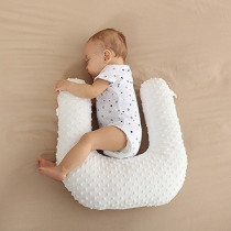 Sunveno Portable Baby Anti-Spill Milk, U Shape Pillow With 10 Degree Slope Pad For 0-2 Years, Unisex (SN_US10DP_WH)