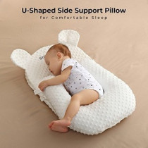Sunveno Portable Baby Anti-Spill Milk, U Shape Pillow With 10 Degree Slope Pad For 0-2 Years, Unisex (SN_US10DP_WH)