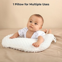 Sunveno Portable Baby Anti-Spill Milk, U Shape Pillow With 10 Degree Slope Pad For 0-2 Years, Unisex (SN_US10DP_WH)