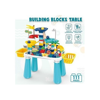 Little Story DIY Slide Track Rolling Ball Blocks Table(111pcs), STEM Series - Multicolor For 3Years+, Unisex (LS_BTRBSL_BU)