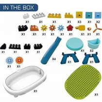 Little Story DIY Spinning Puzzle Building Blocks Set w/ Stool (35pcs), STEM Series - Multicolor For 3Years+, Unisex (LS_SPBBTS_BU)