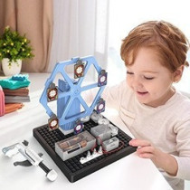 Little Story DIY Electrical Rotating Bow and Arrow Shooting Range (66 Pcs), STEM Series - Blue For 8Years+, Unisex (LS_ERB&AS_BU)