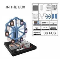 Little Story DIY Electrical Rotating Bow and Arrow Shooting Range (66 Pcs), STEM Series - Blue For 8Years+, Unisex (LS_ERB&AS_BU)