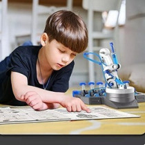 Little Story DIY Hydraulic Power Principle based 3-IN-1 Mechanical/Robotic Arm Toy (220 Pcs), STEM Series - Grey For 8Years Plus, Unisex, LS HYRA GY
