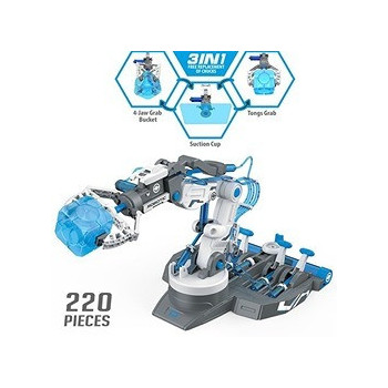 Little Story DIY Hydraulic Power Principle based 3-IN-1 Mechanical/Robotic Arm Toy (220 Pcs), STEM Series - Grey For 8Years Plus, Unisex, LS HYRA GY