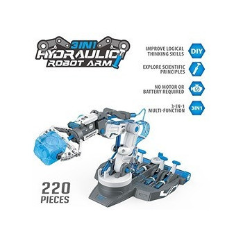Little Story DIY Hydraulic Power Principle based 3-IN-1 Mechanical/Robotic Arm Toy (220 Pcs), STEM Series - Grey For 8Years Plus, Unisex, LS HYRA GY