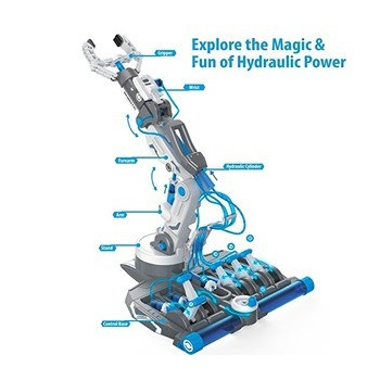 Little Story DIY Hydraulic Power Principle based 3-IN-1 Mechanical/Robotic Arm Toy (220 Pcs), STEM Series - Grey For 8Years Plus, Unisex, LS HYRA GY