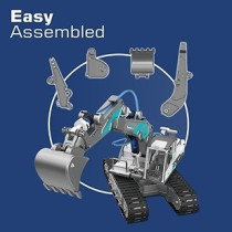 Little Story DIY Hydraulic Power Principle based 3-IN-1 Excavator/ Bulldozer/ JCB Toy (130 Pcs), STEM Series - Grey For 8Years+, Unisex (LS_HYJCB_GY)