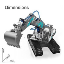 Little Story DIY Hydraulic Power Principle based 3-IN-1 Excavator/ Bulldozer/ JCB Toy (130 Pcs), STEM Series - Grey For 8Years+, Unisex (LS_HYJCB_GY)