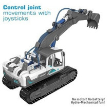 Little Story DIY Hydraulic Power Principle based 3-IN-1 Excavator/ Bulldozer/ JCB Toy (130 Pcs), STEM Series - Grey For 8Years+, Unisex (LS_HYJCB_GY)