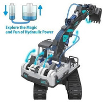 Little Story DIY Hydraulic Power Principle based 3-IN-1 Excavator/ Bulldozer/ JCB Toy (130 Pcs), STEM Series - Grey For 8Years+, Unisex (LS_HYJCB_GY)
