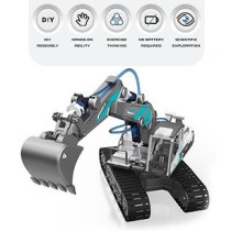 Little Story DIY Hydraulic Power Principle based 3-IN-1 Excavator/ Bulldozer/ JCB Toy (130 Pcs), STEM Series - Grey For 8Years+, Unisex (LS_HYJCB_GY)
