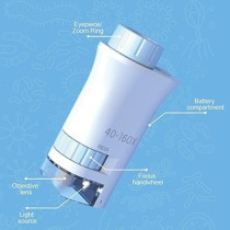 Little Story Scientific Portable Optical Microscope Toy(40-160X Zoom), STEM Series - Blue For 8Years+, Unisex (LS_MIMS_BU)