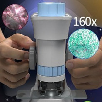 Little Story Scientific Portable Optical Microscope Toy(40-160X Zoom), STEM Series - Blue For 8Years+, Unisex (LS_MIMS_BU)