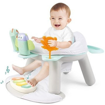 Teknum 2-IN-1 Dining Chair/ Toddler Play Seat W/ Pedal Piano -White For 4Months+, Unisex (TK_DI&PP_WH)