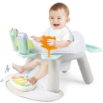 Teknum 2-IN-1 Dining Chair/ Toddler Play Seat W/ Pedal Piano -White For 4Months+, Unisex (TK_DI&PP_WH)
