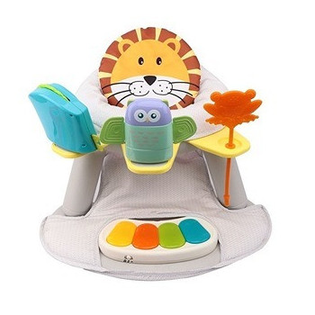 Teknum 2-IN-1 Dining Chair/ Toddler Play Seat W/ Pedal Piano -White For 4Months+, Unisex (TK_DI&PP_WH)