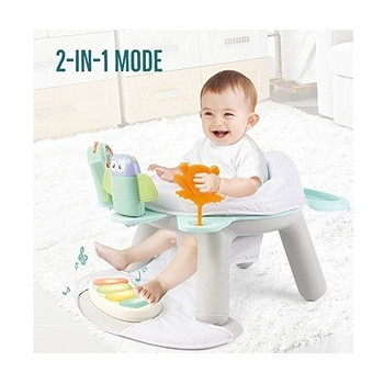 Teknum 2-IN-1 Dining Chair/ Toddler Play Seat W/ Pedal Piano -White For 4Months+, Unisex (TK_DI&PP_WH)