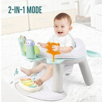 Teknum 2-IN-1 Dining Chair/ Toddler Play Seat W/ Pedal Piano -White For 4Months+, Unisex (TK_DI&PP_WH)