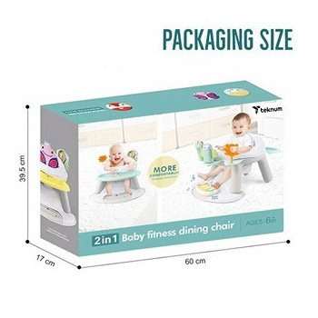 Teknum 2-IN-1 Dining Chair/ Toddler Play Seat W/ Pedal Piano -White For 4Months+, Unisex (TK_DI&PP_WH)