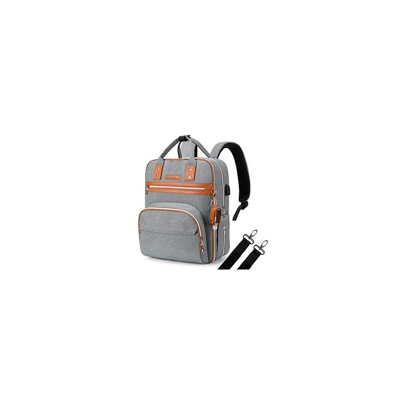 Little Story 2in1 Diaper Bag w/ Sanitizer Bottle keychain And Stroller Hooks, Grey, LS_2in1DP_GY
