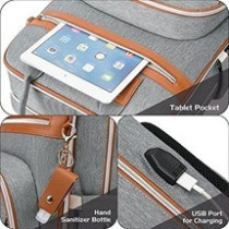 Little Story 2in1 Diaper Bag w/ Sanitizer Bottle keychain And Stroller Hooks, Grey, LS_2in1DP_GY