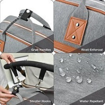 Little Story 2in1 Diaper Bag w/ Sanitizer Bottle keychain And Stroller Hooks, Grey, LS_2in1DP_GY