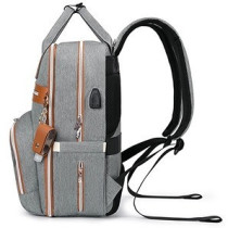 Little Story 2in1 Diaper Bag w/ Sanitizer Bottle keychain And Stroller Hooks, Grey, LS_2in1DP_GY