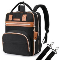 Little Story 2in1 Diaper Bag w/ Sanitizer Bottle keychain & Stroller Hooks - Black For All Ages, Unisex (LS_2in1DP_BK)