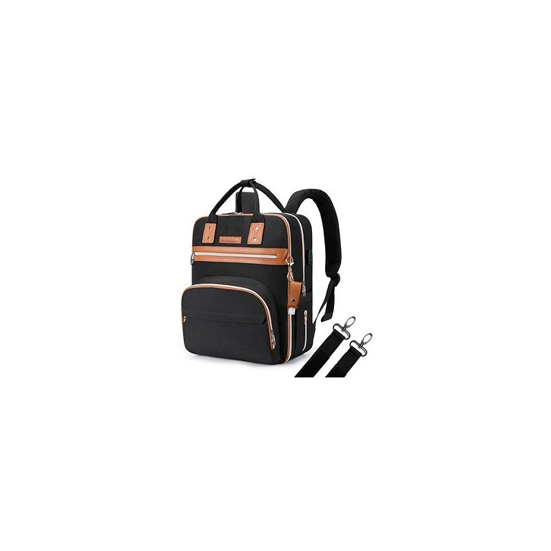 Little Story 2in1 Diaper Bag w/ Sanitizer Bottle keychain & Stroller Hooks - Black For All Ages, Unisex (LS_2in1DP_BK)