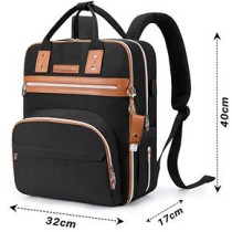 Little Story 2in1 Diaper Bag w/ Sanitizer Bottle keychain & Stroller Hooks - Black For All Ages, Unisex (LS_2in1DP_BK)