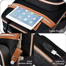 Little Story 2in1 Diaper Bag w/ Sanitizer Bottle keychain & Stroller Hooks - Black For All Ages, Unisex (LS_2in1DP_BK)