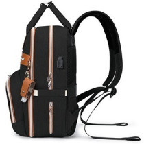 Little Story 2in1 Diaper Bag w/ Sanitizer Bottle keychain & Stroller Hooks - Black For All Ages, Unisex (LS_2in1DP_BK)