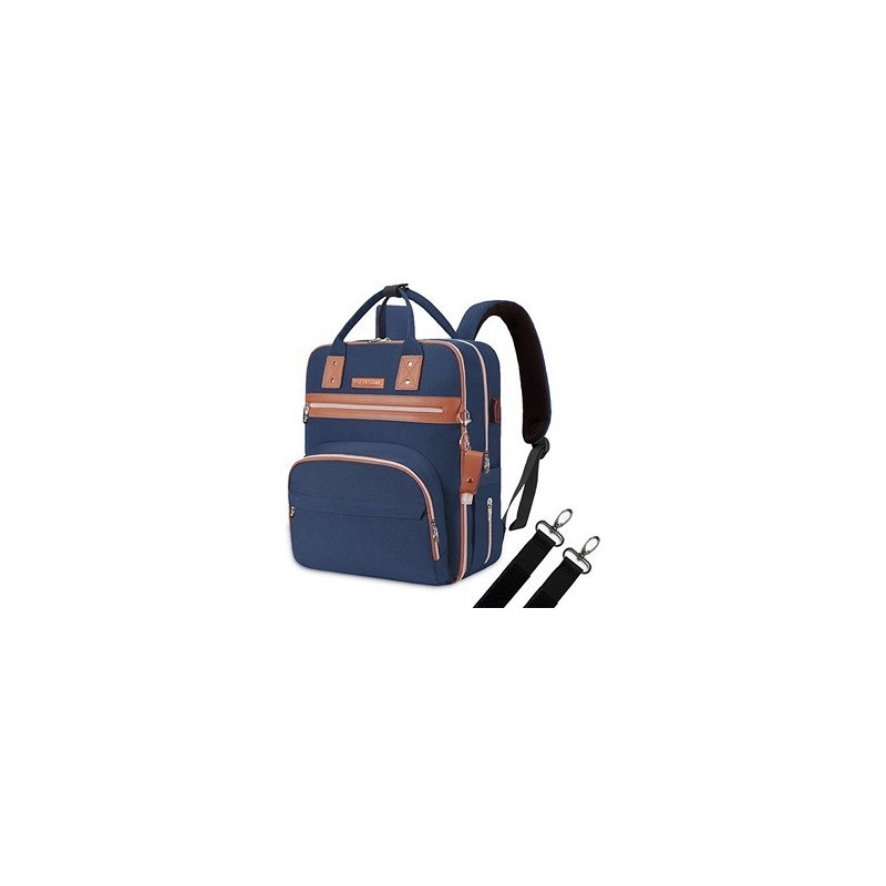 Little Story 2in1 Diaper Bag w/ Sanitizer Bottle keychain and Stroller Hooks - Blue For All Ages, Unisex (LS 2in1DPBU)