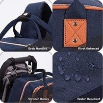 Little Story 2in1 Diaper Bag w/ Sanitizer Bottle keychain and Stroller Hooks - Blue For All Ages, Unisex (LS 2in1DPBU)