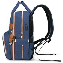Little Story 2in1 Diaper Bag w/ Sanitizer Bottle keychain and Stroller Hooks - Blue For All Ages, Unisex (LS 2in1DPBU)