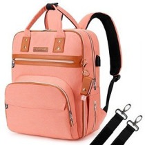 Little Story 2in1 Diaper Bag w/ Sanitizer Bottle keychain and Stroller Hooks - Pink For All Ages, Unisex, LS 2in1DP PI