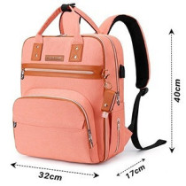Little Story 2in1 Diaper Bag w/ Sanitizer Bottle keychain and Stroller Hooks - Pink For All Ages, Unisex, LS 2in1DP PI