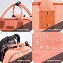 Little Story 2in1 Diaper Bag w/ Sanitizer Bottle keychain and Stroller Hooks - Pink For All Ages, Unisex, LS 2in1DP PI