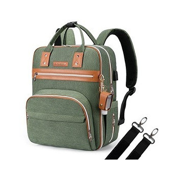 Little Story 2in1 Diaper Bag w/ Sanitizer Bottle keychain and Stroller Hooks - Green For All Ages, Unisex, LS 2in1DP GR