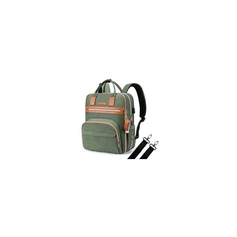 Little Story 2in1 Diaper Bag w/ Sanitizer Bottle keychain and Stroller Hooks - Green For All Ages, Unisex, LS 2in1DP GR