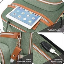 Little Story 2in1 Diaper Bag w/ Sanitizer Bottle keychain and Stroller Hooks - Green For All Ages, Unisex, LS 2in1DP GR