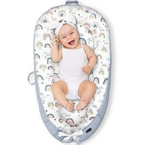 Little Story Soft Breathable Fiberfill Newborn Lounger Bed - Sunshine Grey For 0-3Years, Unisex (LS_NBLB01_MU)