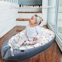 Little Story Soft Breathable Fiberfill Newborn Lounger Bed - Sunshine Grey For 0-3Years, Unisex (LS_NBLB01_MU)