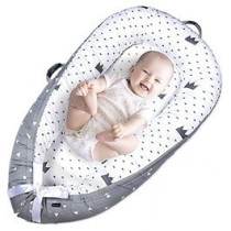 Little Story Soft Breathable Fiberfill Newborn Lounger Bed - Royal Grey For 0-3Years, Unisex (LS_NBLB05_MU)