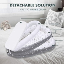 Little Story Soft Breathable Fiberfill Newborn Lounger Bed - Royal Grey For 0-3Years, Unisex (LS_NBLB05_MU)