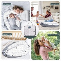 Little Story Soft Breathable Fiberfill Newborn Lounger Bed - Royal Grey For 0-3Years, Unisex (LS_NBLB05_MU)
